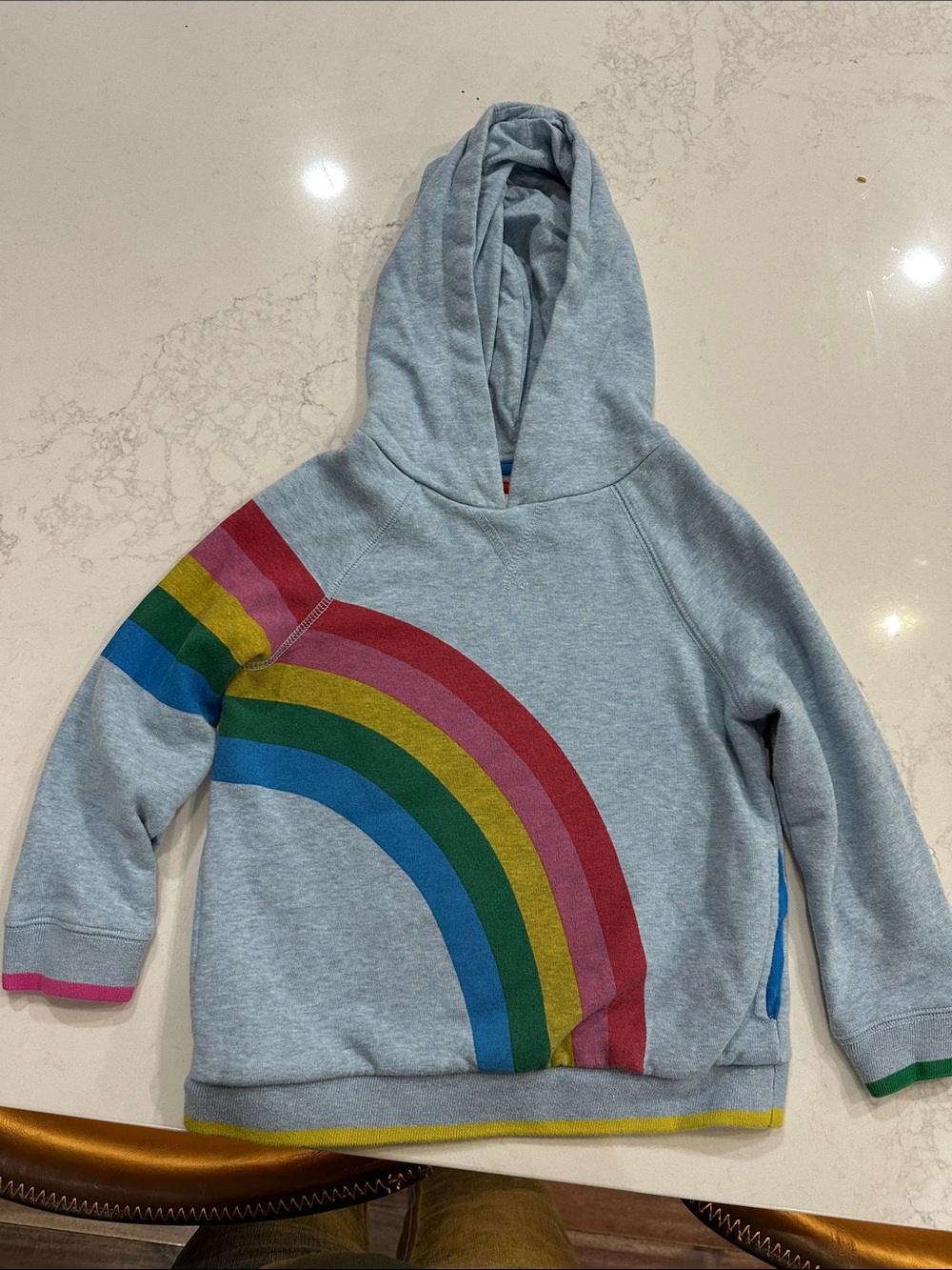 Mini Boden Gray Hoodie with Rainbow Graphic